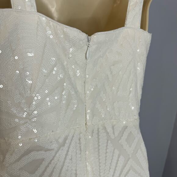 Lulu's Know Your Worth White Sequin Square Neck Mini Dress - Picture 11 of 14